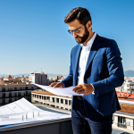 **

A professional architect, fully clothed in a stylish yet modest business casual outfit, reviewing blueprints on a sunny rooftop in Madrid. The cityscape stretches out behind them. Perfect anatomy, correct proportions, well-formed hands, proper finger count, natural pose, appropriate attire, safe for work, family-friendly, high-resolution, professional photography.

**
