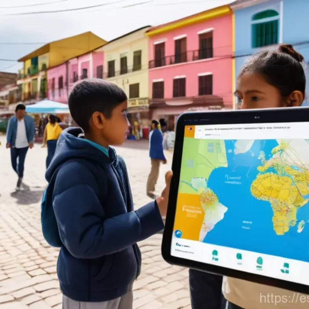 페루 자연재해 및 대비법 - **Community Resilience Meeting:** A vibrant, sunlit scene in a bustling Peruvian neighborhood square...