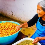 페루에서 홈스테이 체험하는 법 - **Prompt 1: A Vibrant Peruvian Market and Home Cooking Experience**
    A warmly lit, authentic scen...