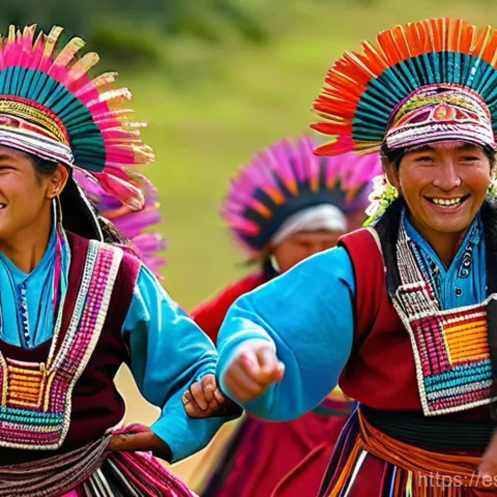 페루에서 만날 수 있는 전통 춤 - "A group of diverse Peruvian dancers, including men and women of various ages (from young adults to ...