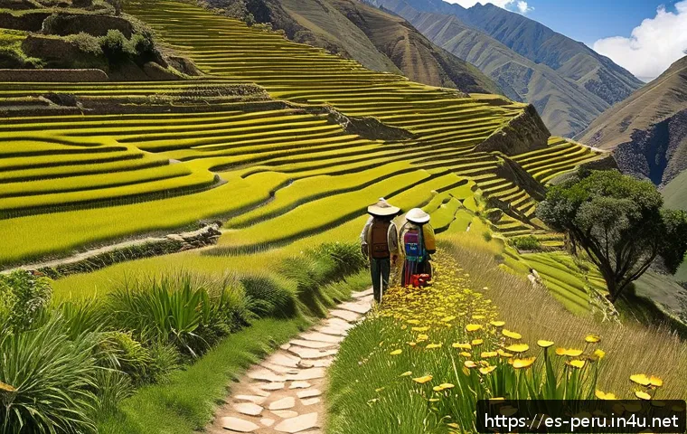 페루에서 도보 여행 추천 코스 - A serene trekking trail in the northern Andean highlands of Cajamarca, Peru, showing a narrow dirt p...